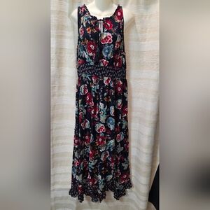 Bila Dress Womens XXL Maxi Boho Handkerchief Hem Floral Western Cottage Peasant